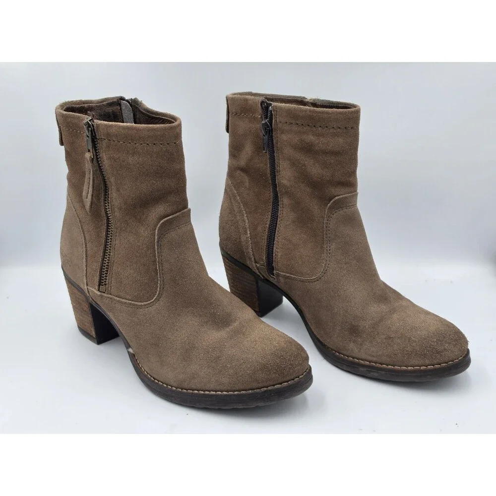 Taos Footwear Brown Suede Leather Ankle Boots Women's Size 9 EU 40 Bohemian Fall